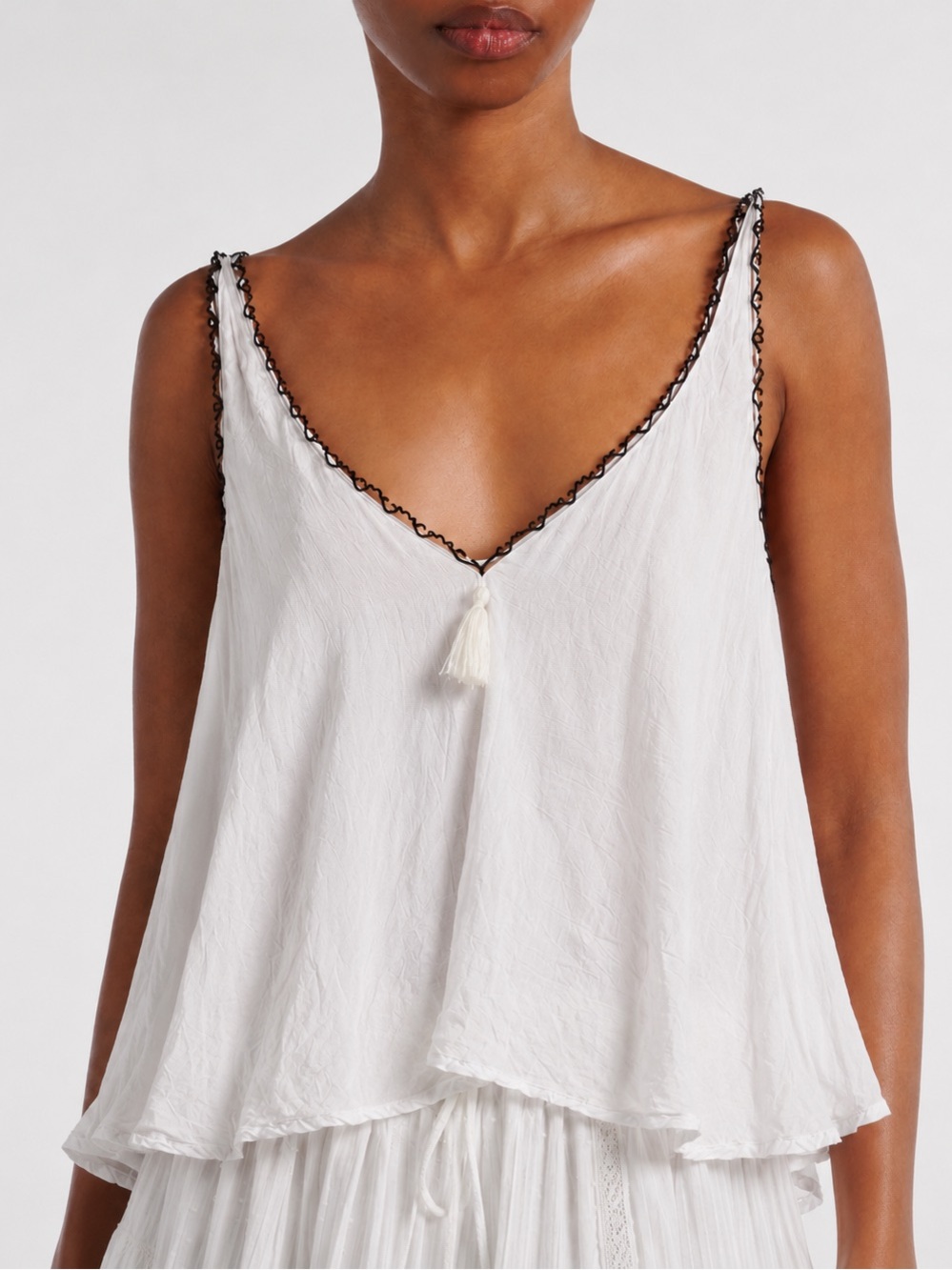 Poupette St. Barth White Flowy Fanie Top Blouse size S